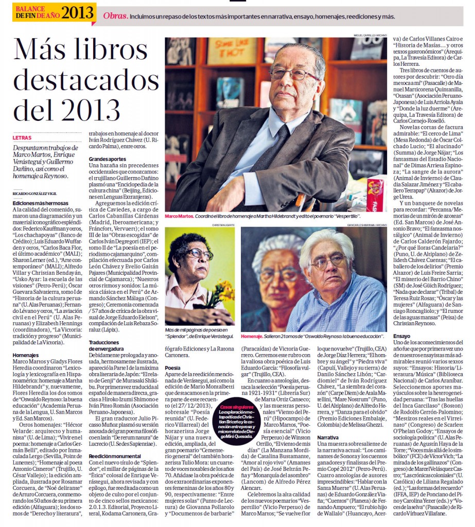 Los libros más destacados del 2013 (El Comercio 06/01/2013)